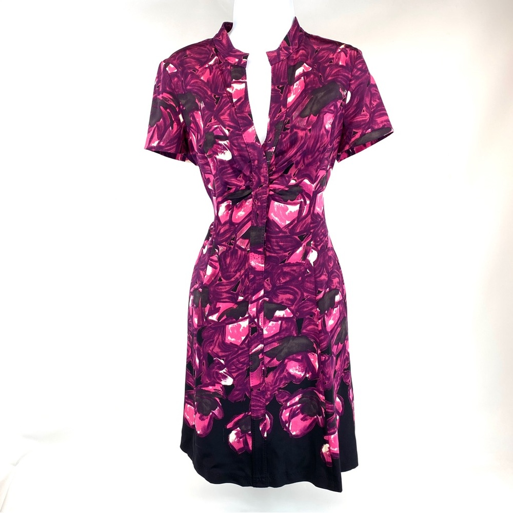 Elie Tahari silk dress pink and black striped sz 6